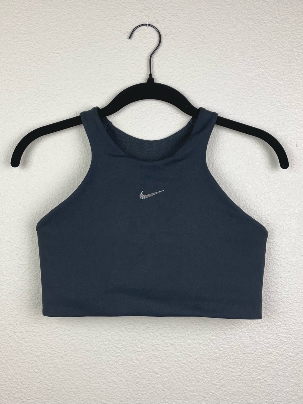 Nike Dri-Fit Black Women's Medium High Neck Racerback Sports Bra Yoga Black Stra